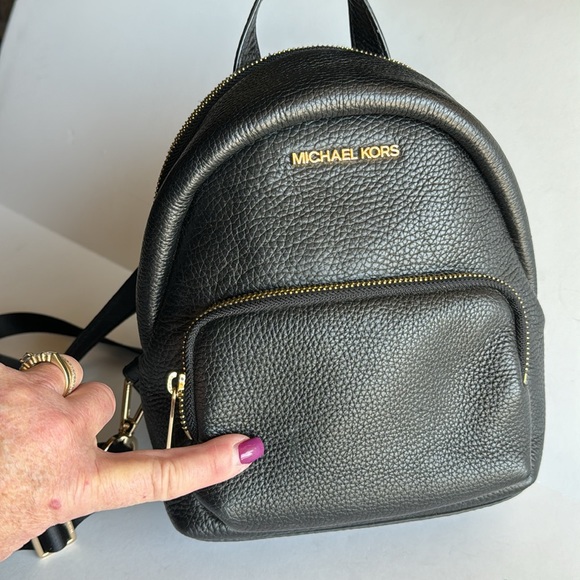 Michael Kors Erin Small Convertible Black Leather Backpack - Picture 10 of 13